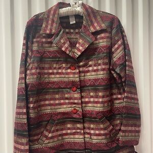 SAG Harbor Women's Multicolor Patterned Jacket Vintage Size 12